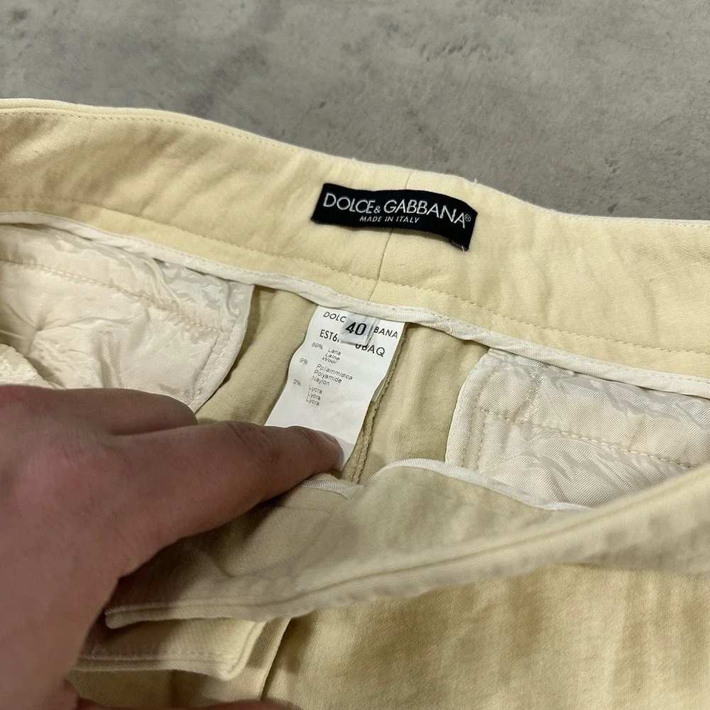 Dolce & Gabbana Vintage 90's Wool Blend Pants Beige Size 40 Made In‎ Italy